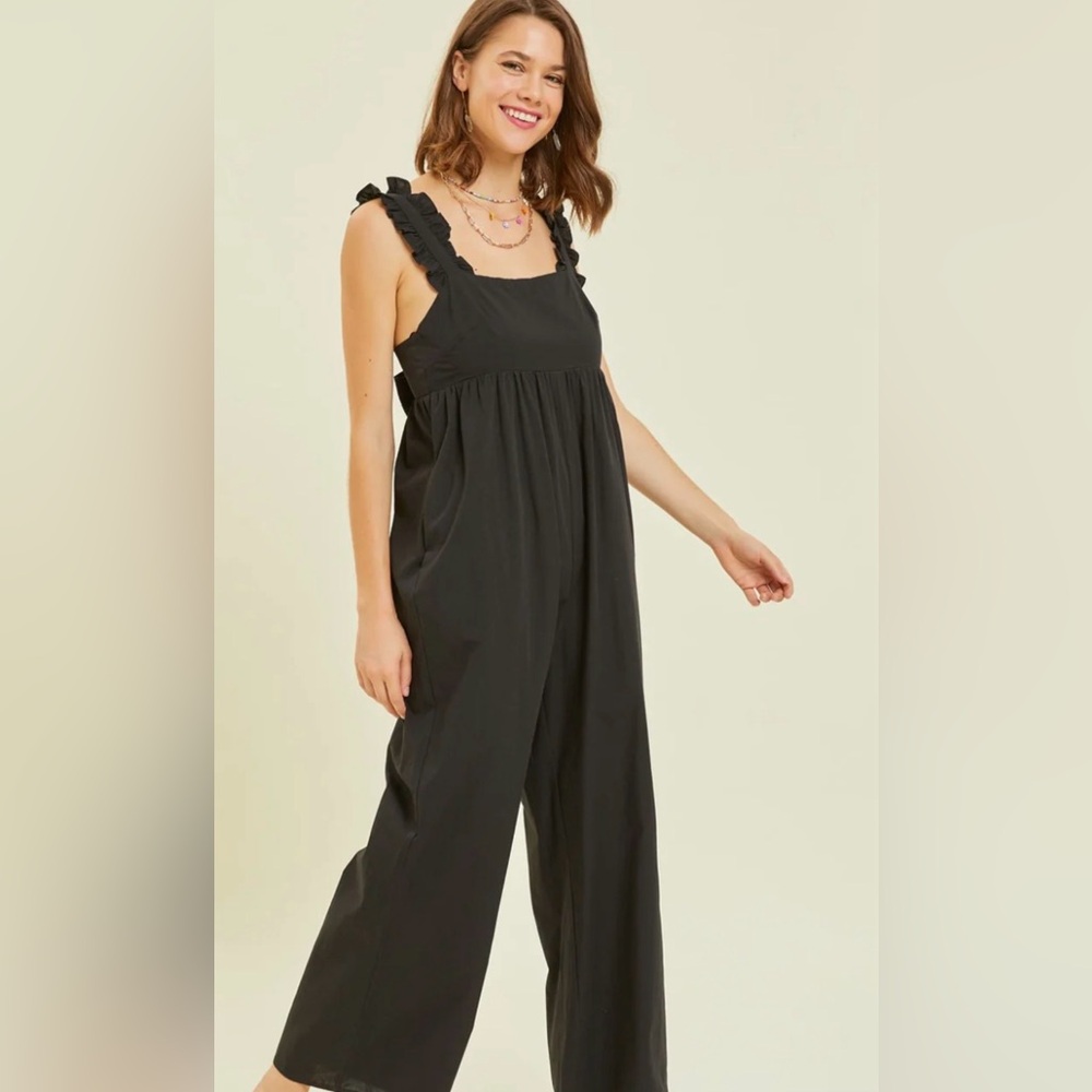 Heyson Full Size Ruffle Wide Leg Jumpsuit with Ruffled Straps in OLIVE only!